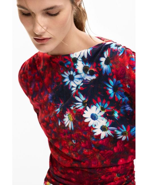 Desigual Red Thin Daisy Sweater