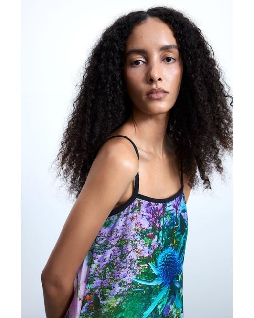 Desigual Green Reversible Flower Dress, Polyester