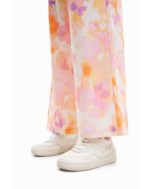 Desigual White Retro Patchwork Split Leather Sneakers