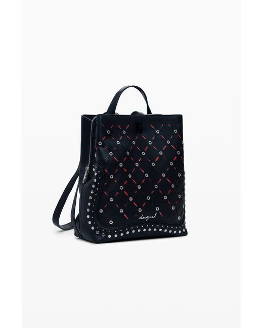 Desigual Blue Small Perforated Backpack With Studs