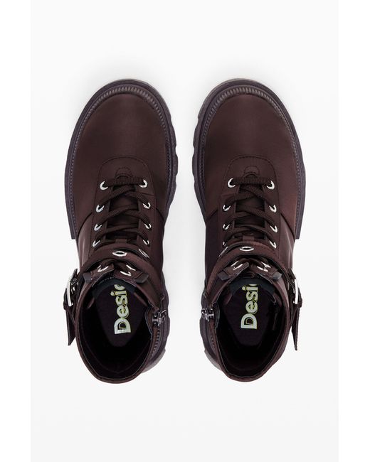 Desigual Brown Combat Boot, Polyamide