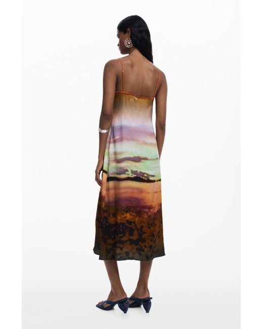 Desigual White Long Sunset Strap Dress