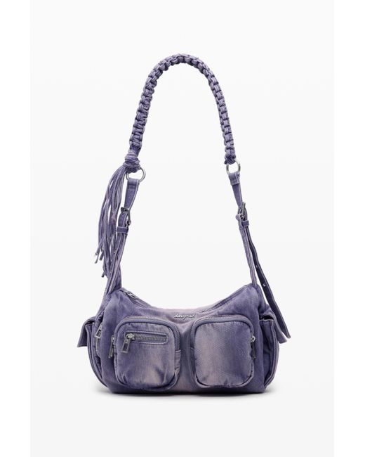 Desigual Blue Medium Denim Bag With Pockets, Cotton