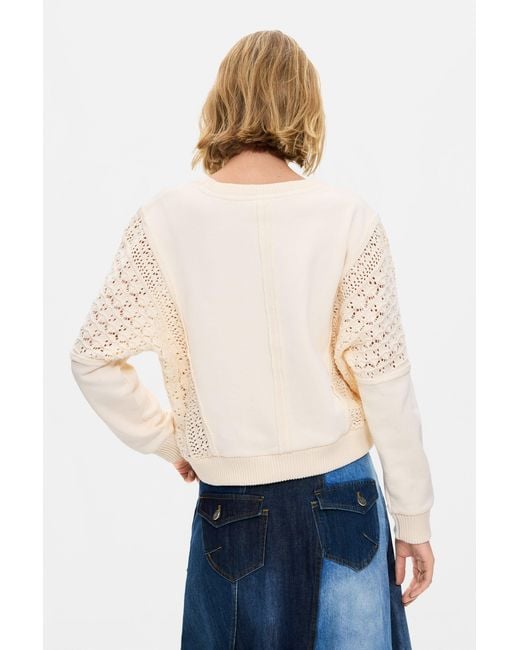 Desigual White Sweater 100% Cotton, Cotton