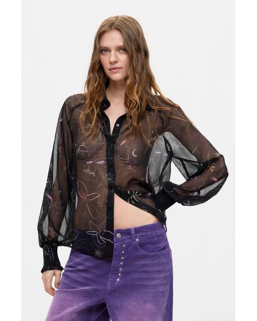 Desigual Purple Wide-Leg Corduroy Trousers, Cotton