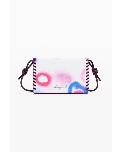 Desigual Red Medium Crossbody Wallet With Stitching, Polyurethane
