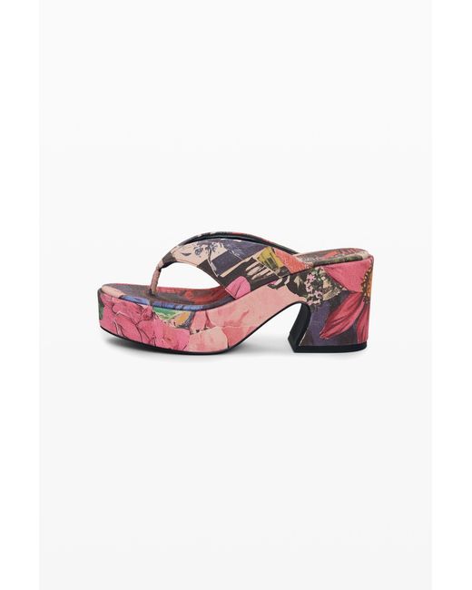 Desigual Red Printed Platform Sandal, Cotton