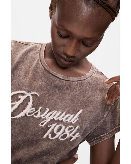 Desigual Black Heathered 100% Cotton T-Shirt, Cotton