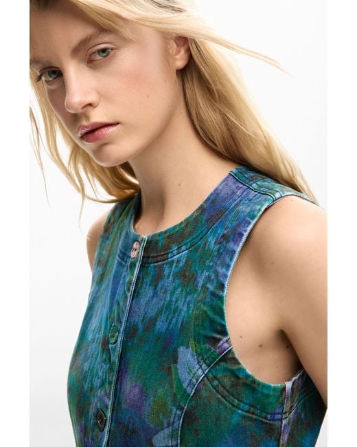 Desigual Blue Denim Garden Dress, Cotton
