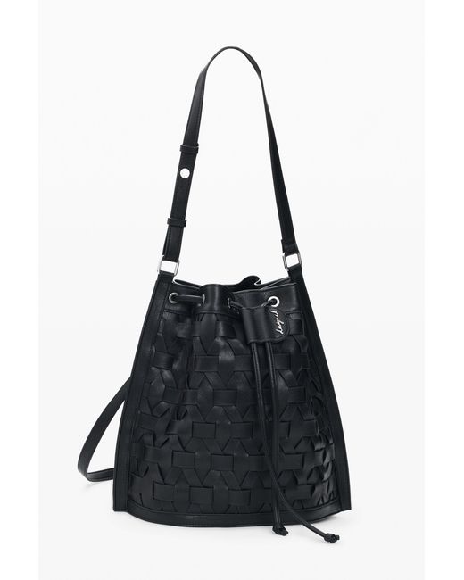 Desigual Black Braided Backpack, Polyurethane
