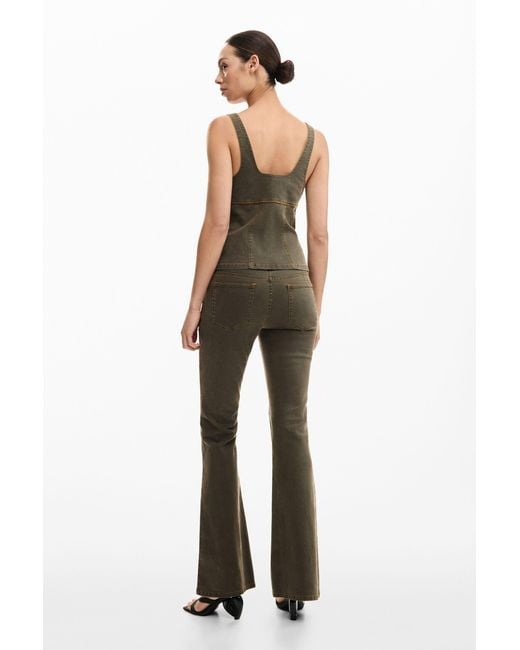 Desigual Brown Flare Pants, Cotton
