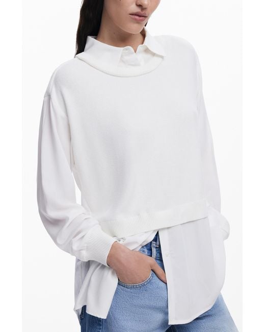 Desigual White 2-In-1 Effect Shirt
