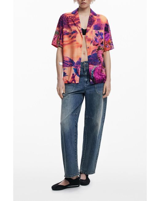 Desigual Red Shirt Designed By Mr. Christian Lacroix, Viscose