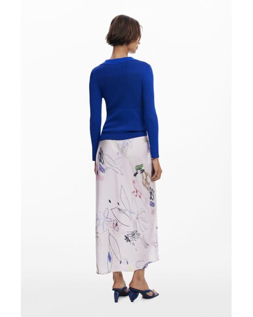 Desigual Blue Fine Buttoned Sweater