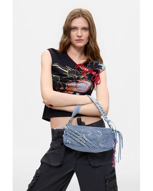 Desigual Blue Small Denim Bag, Cotton