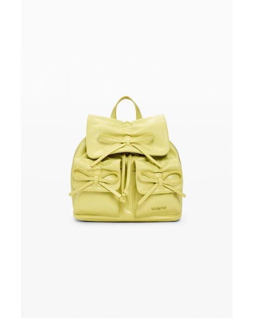 Desigual Yellow Small Shiny Bow Backpack, Polyurethane