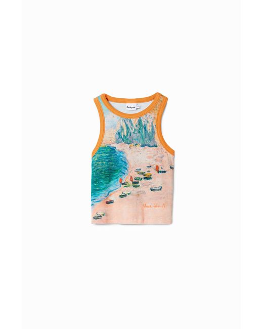 Desigual White Arty Landscape T-Shirt, Cotton