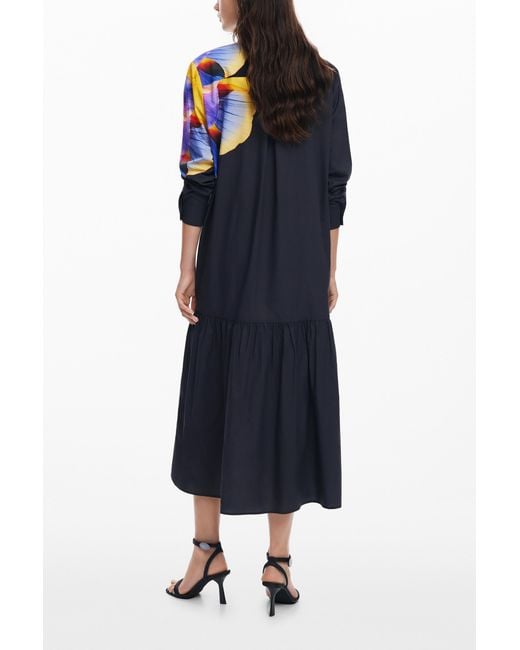 Desigual Blue Floral Shirt Dress M. Christian Lacroix