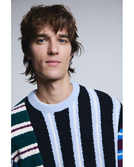 Desigual Blue Multistripe Sweater for men