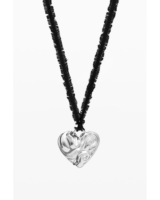 Desigual Black Zalio-Plated Heart Pendant Necklace