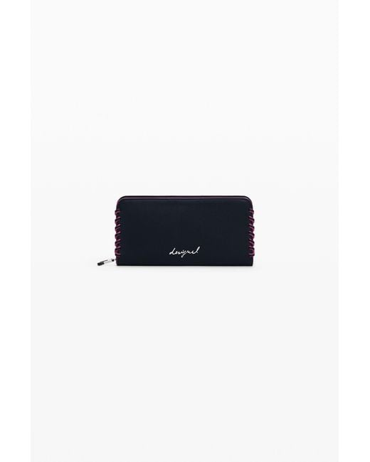 Desigual Black Medium Wallet With Detachable Leather-Effect, Polyurethane