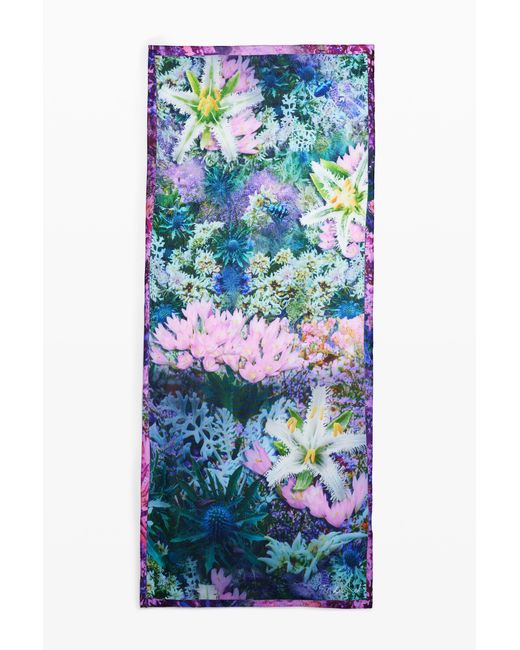 Desigual Blue Rectangular Garden Foulard, Viscose