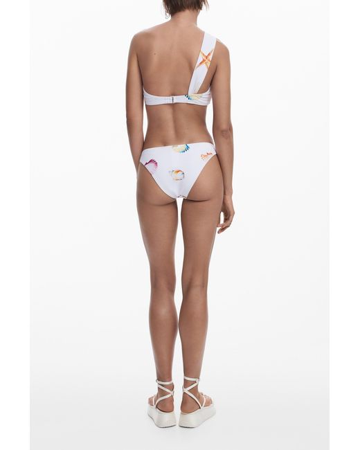 Desigual White Seashell Bikini Top