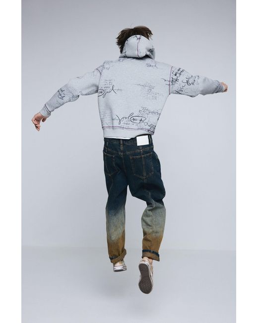Desigual Gray Hooded Lettering Sweatshirt for men