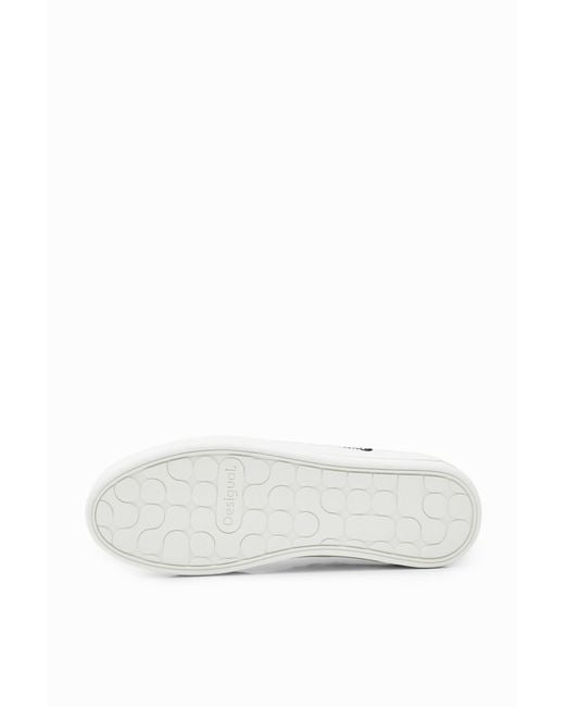 Desigual White Mickey Mouse Studded Sneakers, Polyurethane