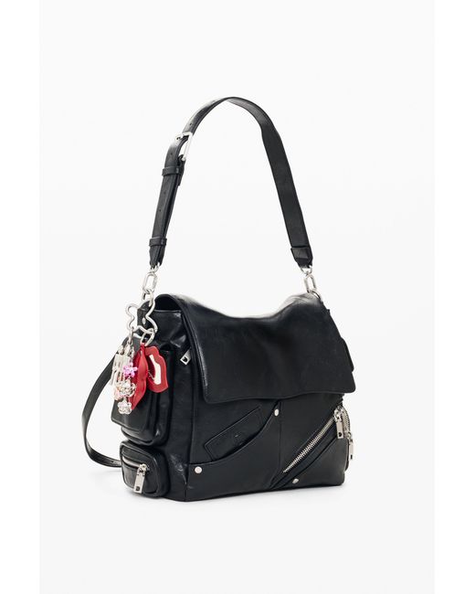 Desigual Black Small Faux Leather Backpack, Polyurethane