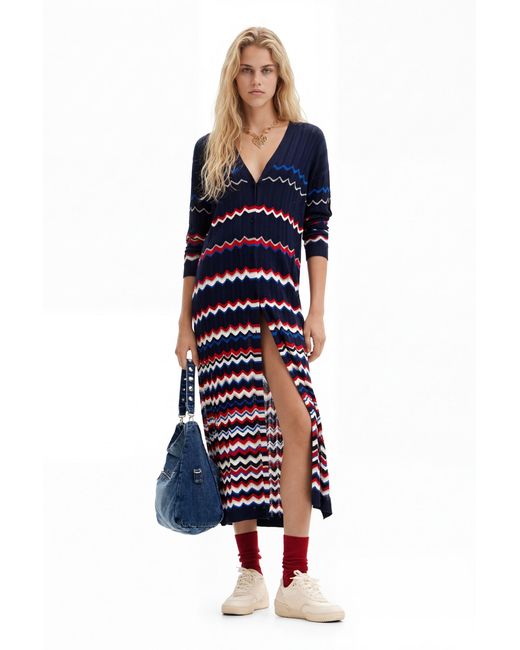 Desigual Blue Wave Midi Jacket, Viscose