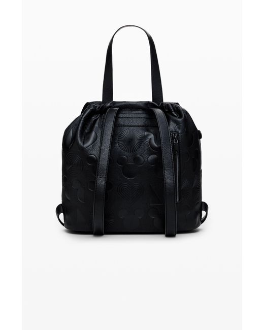 Desigual Black Medium Mickey Bucket Backpack, Polyurethane