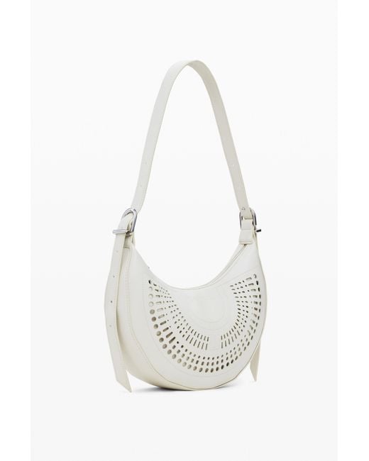 Desigual White Medium Perforated Bag, Polyurethane