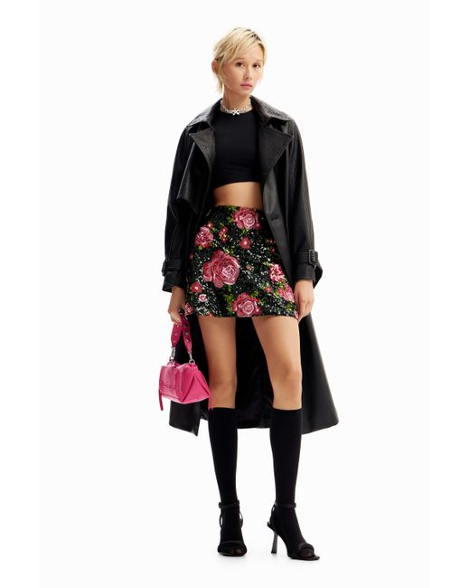 Desigual Black M. Christian Lacroix Pink Sequin Mini Skirt