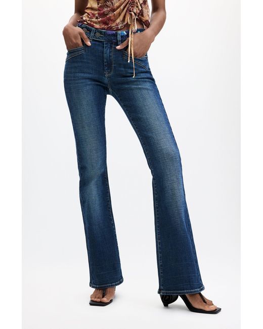 Desigual Blue Flare Jeans, Cotton