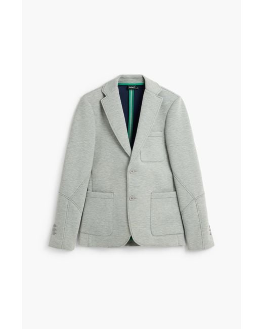 Desigual Gray Knit Blazer for men