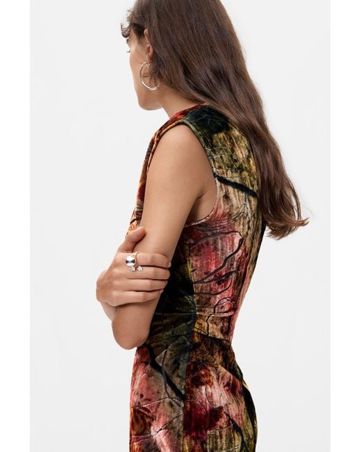 Desigual Red Floral Velvet Dress M. C. Lacroix