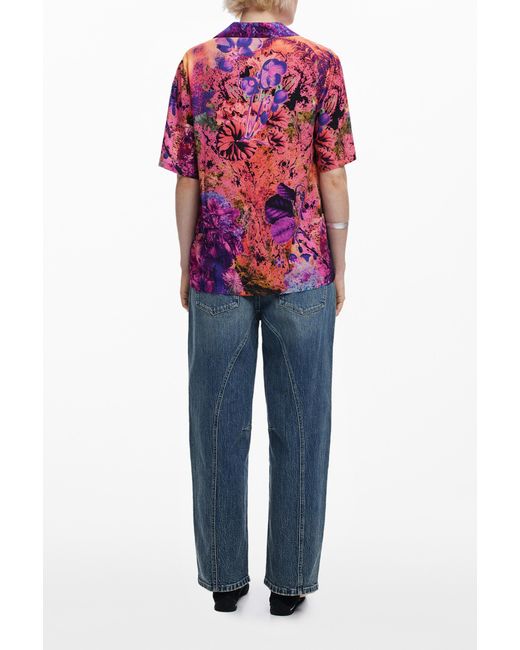 Desigual Red Shirt Designed By Mr. Christian Lacroix, Viscose