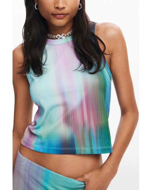 Desigual Blue Faded Effect T-Shirt, Polyester