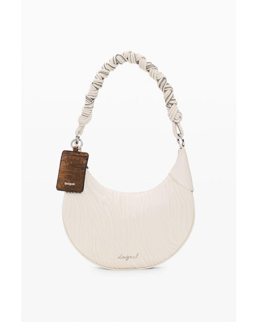 Desigual White Medium Oval Bag With Embossing, Polyurethane