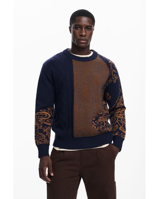 Desigual Blue Paisley Sweater for men