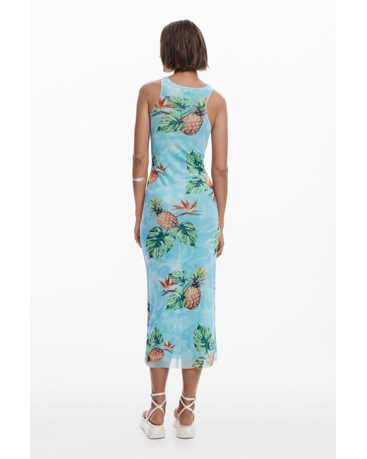 Desigual Blue Tropical Dress, Polyester