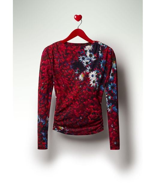 Desigual Red Thin Daisy Sweater