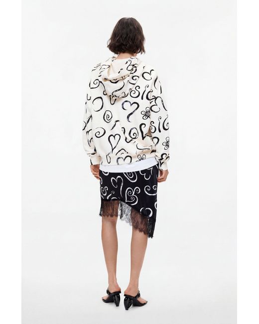 Desigual White Printed 100% Cotton Sweatshirt, Cotton