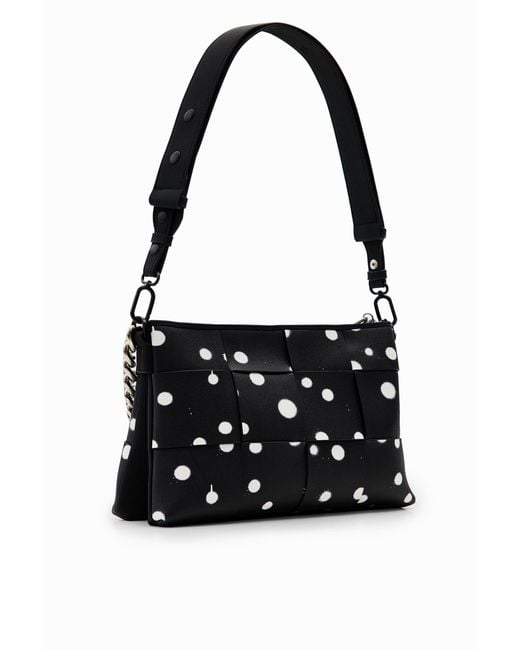 Desigual Black M Woven Droplets Crossbody Bag, Polyurethane