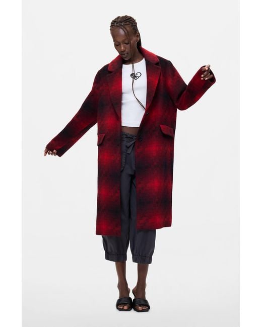 Desigual Long Checkered Coat