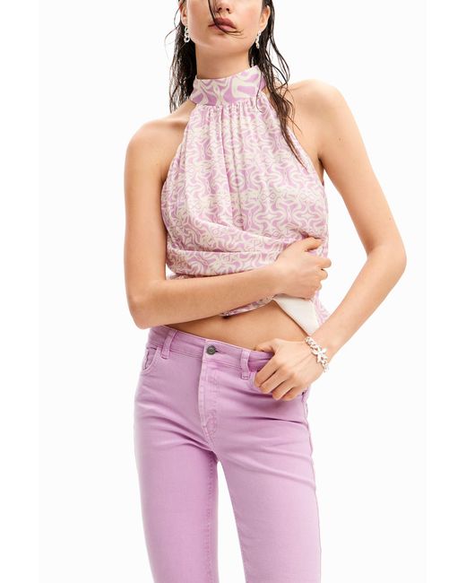 Desigual Pink Push-Up Flare Jeans, Cotton