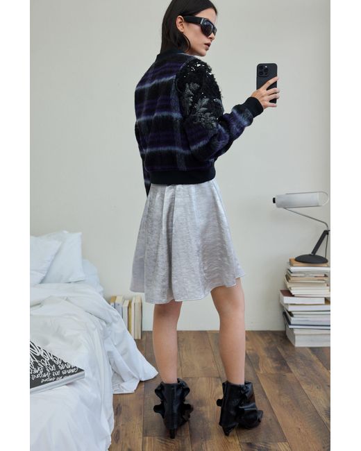 Desigual Blue Embroidered Checked Bomber