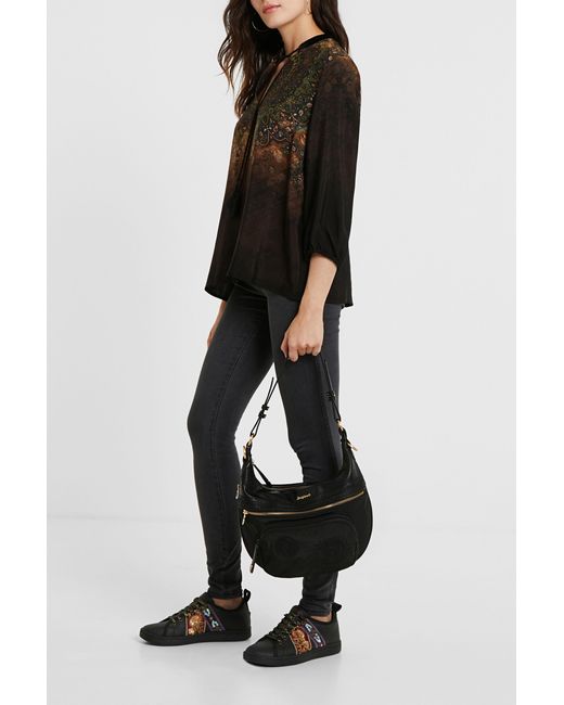 Desigual Black 3/4 Sleeve Printed Blouse, Viscose