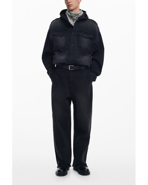 Desigual Blue Combined Denim Jacket, Cotton for men